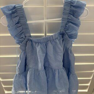 Womens Altar'd State Blue Ruffle Top